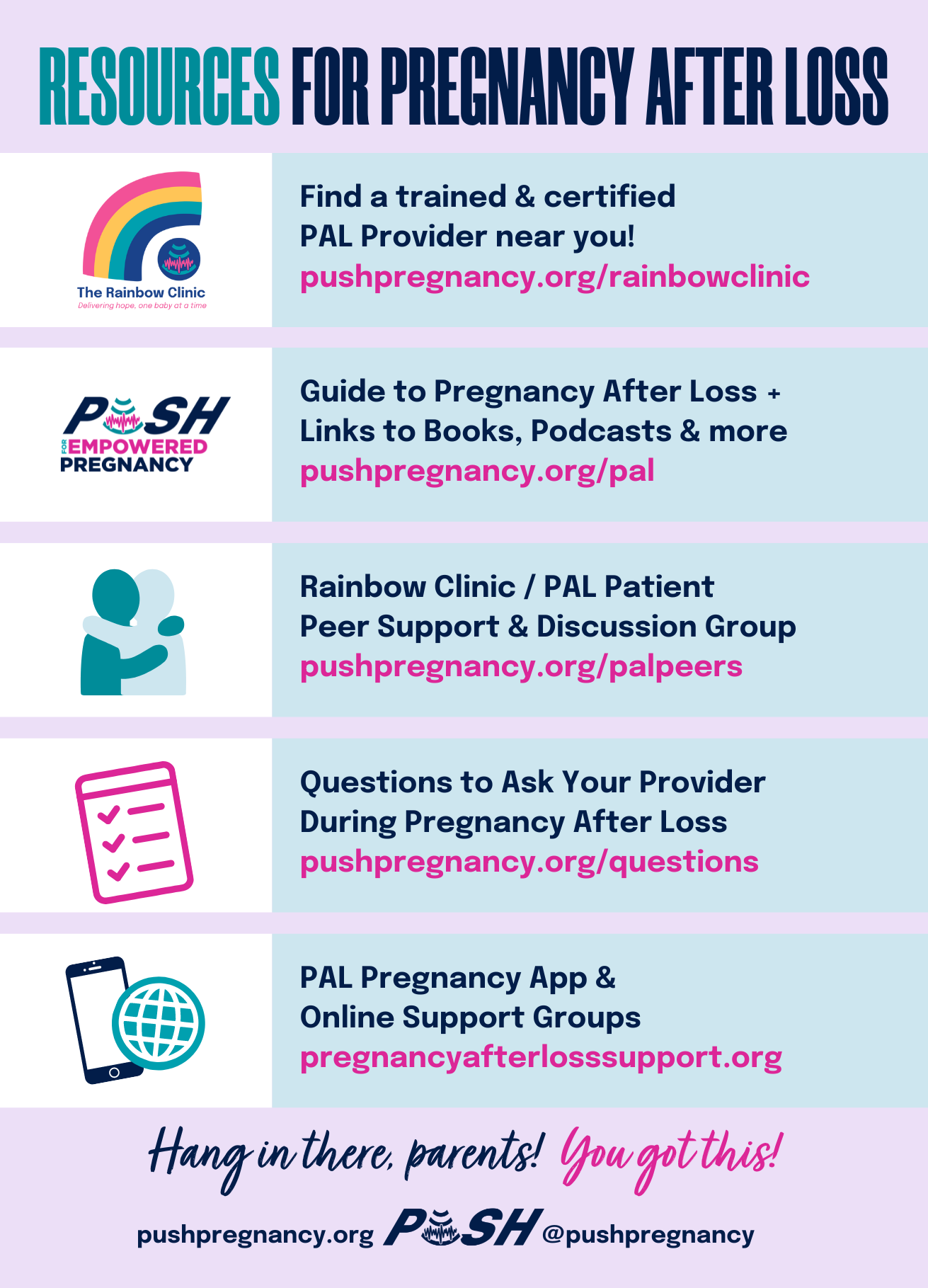 Pregnancy After Loss (PAL) Support Resources Card